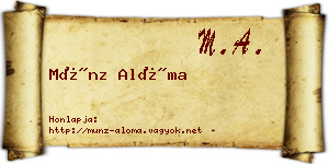 Münz Alóma névjegykártya